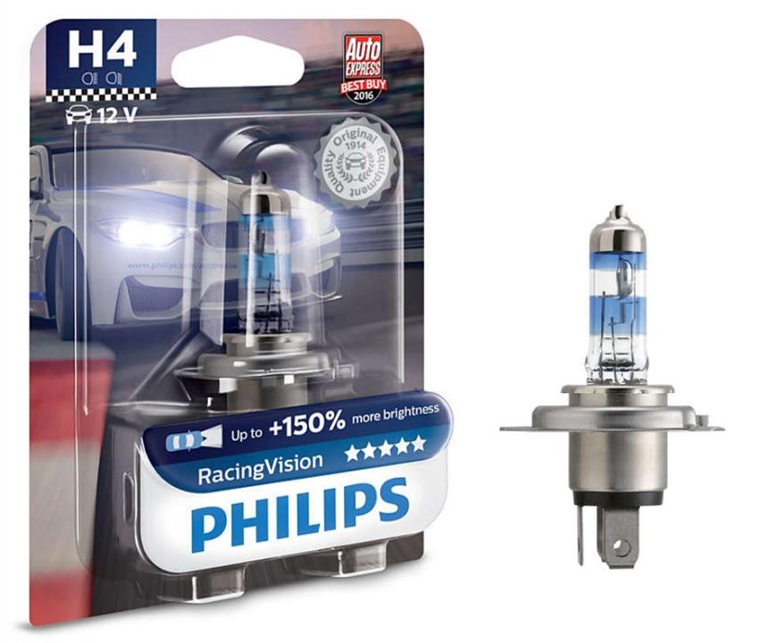 Philips 12342RVB1 Halogen lamp Philips Racingvision +150% 12V H4 60/55W +150% 12342RVB1