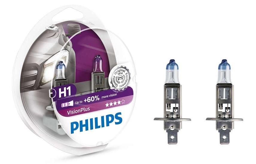 Halogen lamp Philips Visionplus +60% 12V H1 55W +60% Philips 12258VPS2