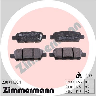 Otto Zimmermann 23871.138.1 Brake Pad Set, disc brake 238711381