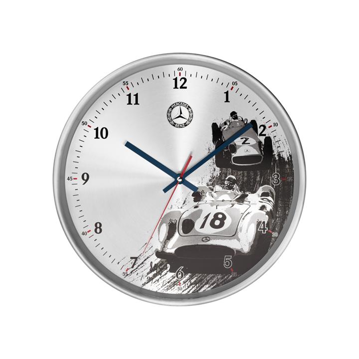 Mercedes-Benz Wall Clock, Classic, Silver&#x2F;Blue&#x2F;Red Mercedes B6 6 04 5131