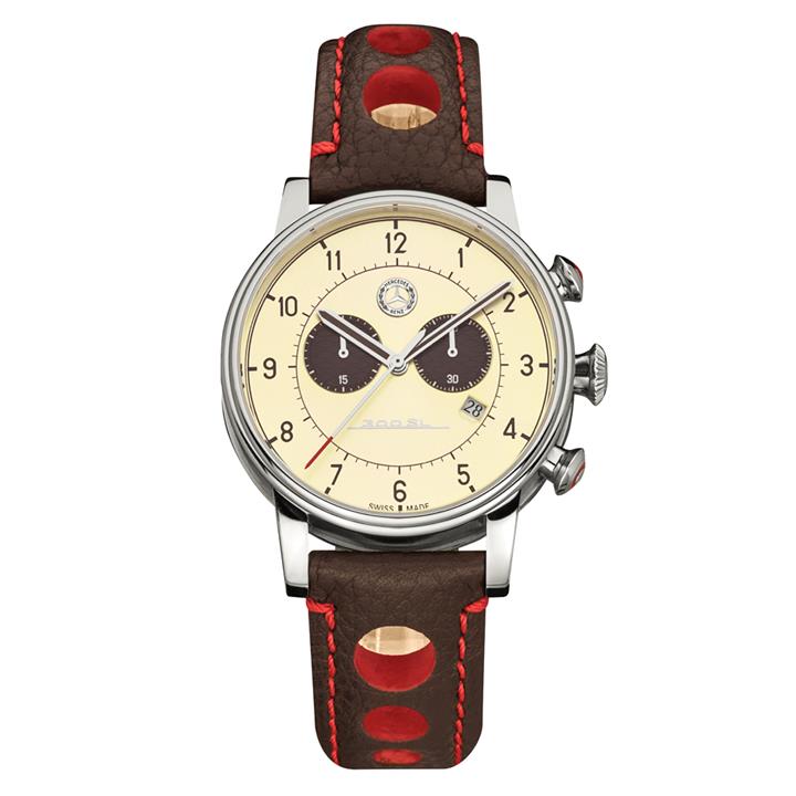 Mercedes B6 6 04 1615 Mercedes-Benz Men’s Chronograph Watch, Classic 300 SL, beige/brown/red B66041615