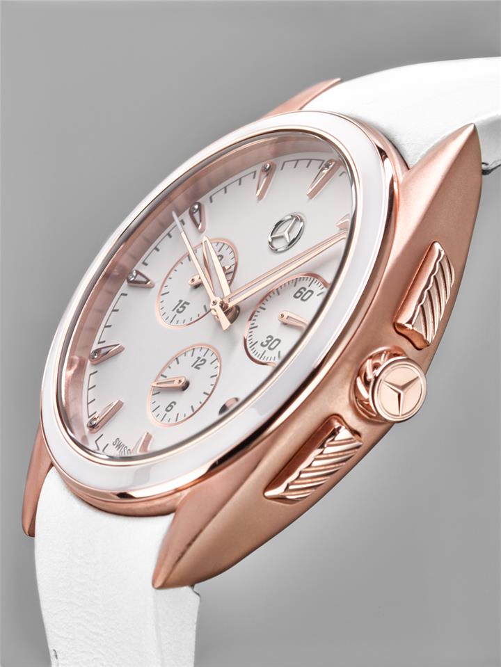 Mercedes-Benz Women's Chronograph Watch, Sport Fashion, pink gold/white Mercedes B6 6 95 4170