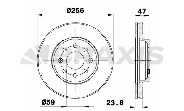 Braxis AE0775 Front brake disc ventilated AE0775