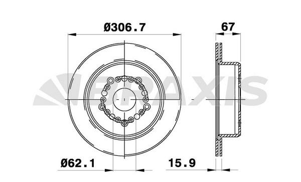 Braxis AE0764 Rear ventilated brake disc AE0764