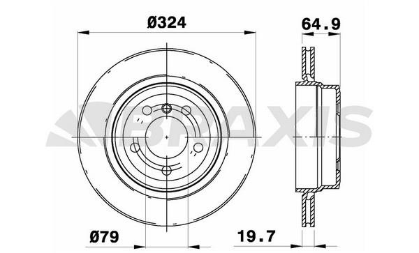 Braxis AE0695 Rear ventilated brake disc AE0695