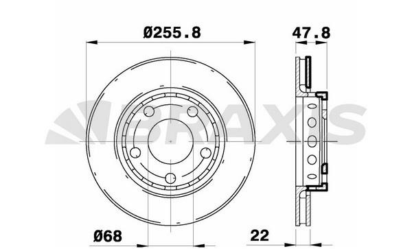 Braxis AE0622 Rear ventilated brake disc AE0622