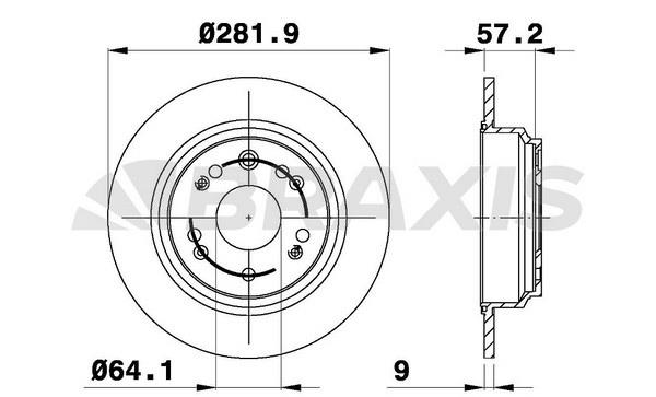 Braxis AE0609 Rear brake disc, non-ventilated AE0609
