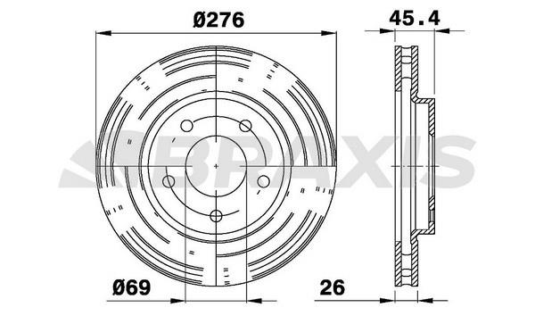 Braxis AE0586 Front brake disc ventilated AE0586