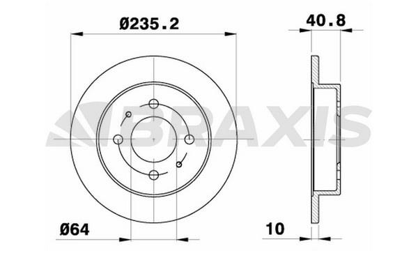 Braxis AE0579 Rear brake disc, non-ventilated AE0579