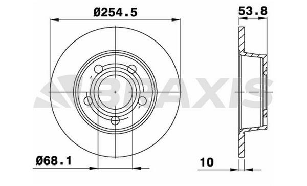 Braxis AE0564 Rear brake disc, non-ventilated AE0564