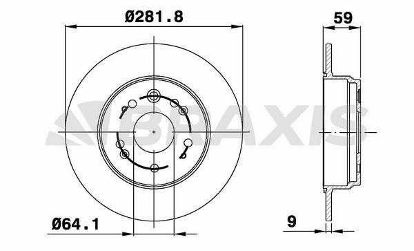 Braxis AE0532 Rear brake disc, non-ventilated AE0532