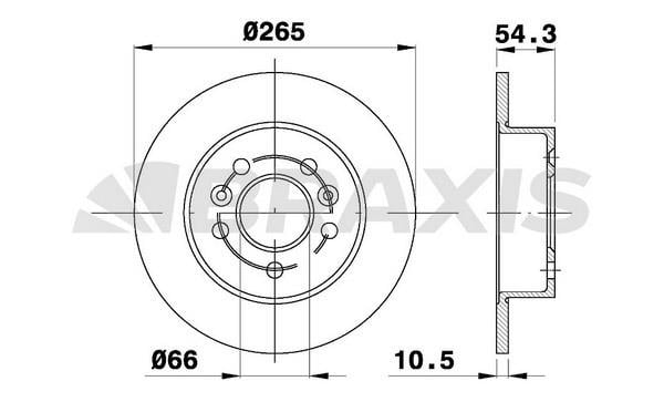 Braxis AE0517 Rear brake disc, non-ventilated AE0517
