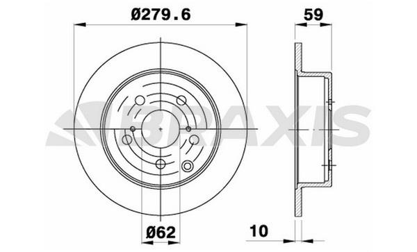 Braxis AE0496 Rear brake disc, non-ventilated AE0496