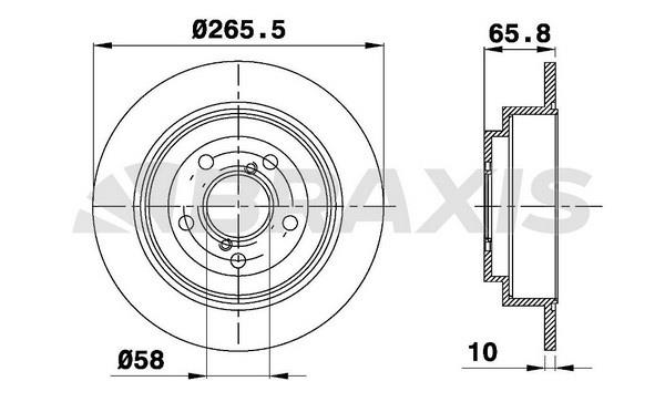Braxis AE0493 Rear brake disc, non-ventilated AE0493