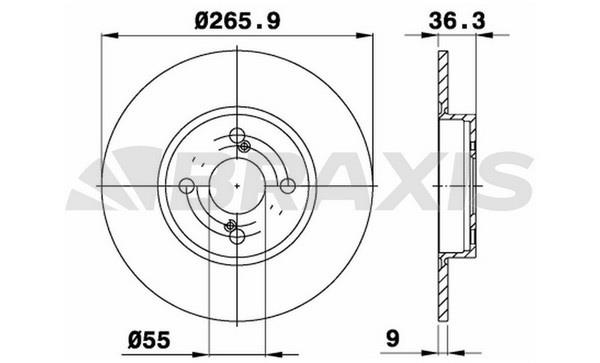 Braxis AE0475 Rear brake disc, non-ventilated AE0475