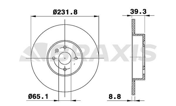 Braxis AE0473 Rear brake disc, non-ventilated AE0473