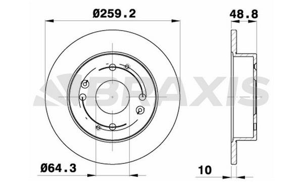 Braxis AE0471 Rear brake disc, non-ventilated AE0471