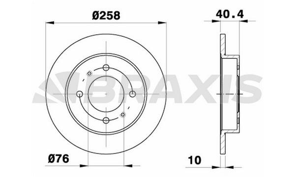 Braxis AE0464 Rear brake disc, non-ventilated AE0464