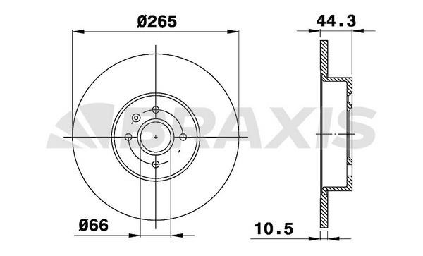 Braxis AE0304 Rear brake disc, non-ventilated AE0304