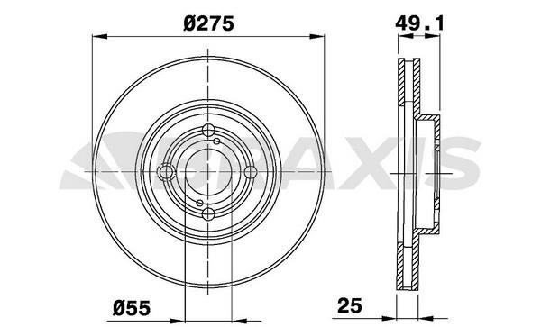 Braxis AE0284 Front brake disc ventilated AE0284