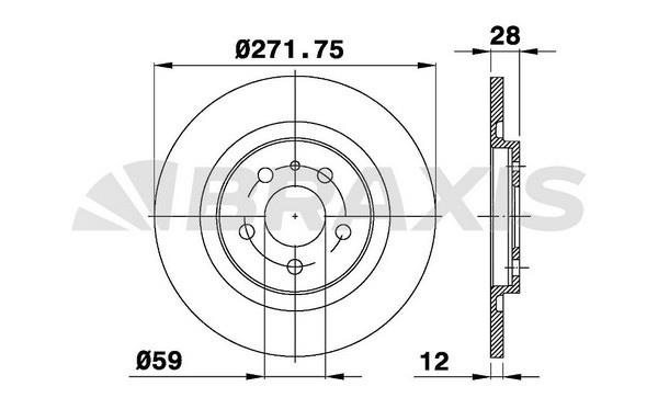 Braxis AE0254 Rear brake disc, non-ventilated AE0254