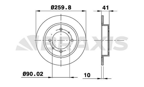 Braxis AE0208 Rear brake disc, non-ventilated AE0208