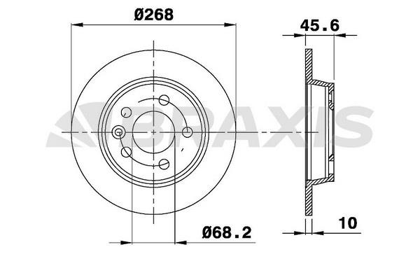 Braxis AE0203 Rear brake disc, non-ventilated AE0203