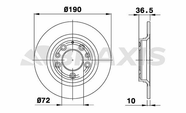 Braxis AE0192 Rear brake disc, non-ventilated AE0192