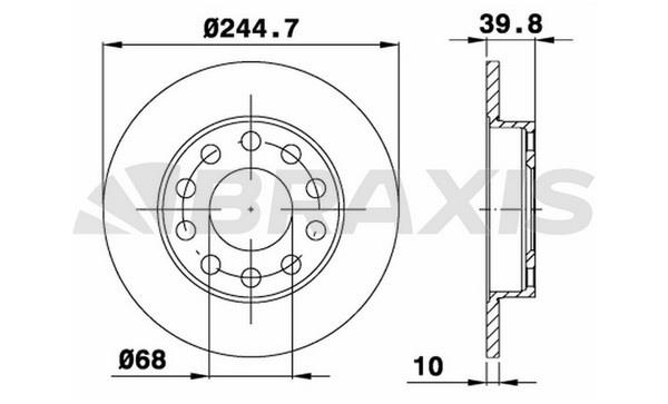 Braxis AE0167 Rear brake disc, non-ventilated AE0167