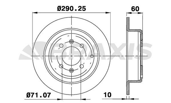 Braxis AE0165 Rear brake disc, non-ventilated AE0165