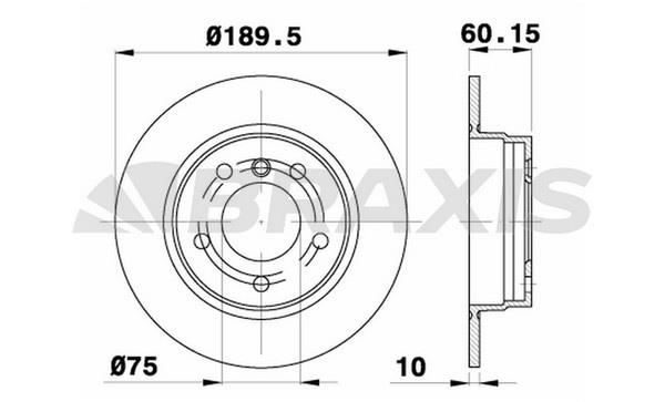 Braxis AE0146 Rear brake disc, non-ventilated AE0146