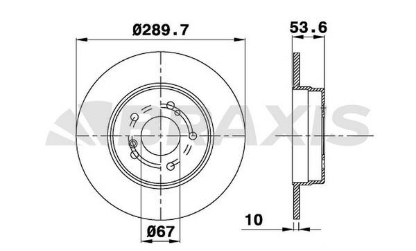 Braxis AE0143 Rear brake disc, non-ventilated AE0143