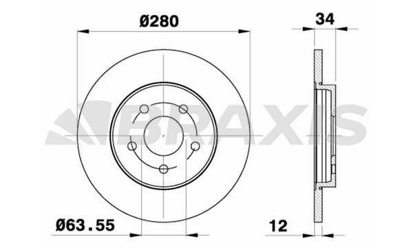 Braxis AE0136 Rear brake disc, non-ventilated AE0136