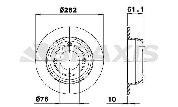 Braxis AE0129 Rear brake disc, non-ventilated AE0129