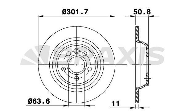 Braxis AE0102 Rear brake disc, non-ventilated AE0102