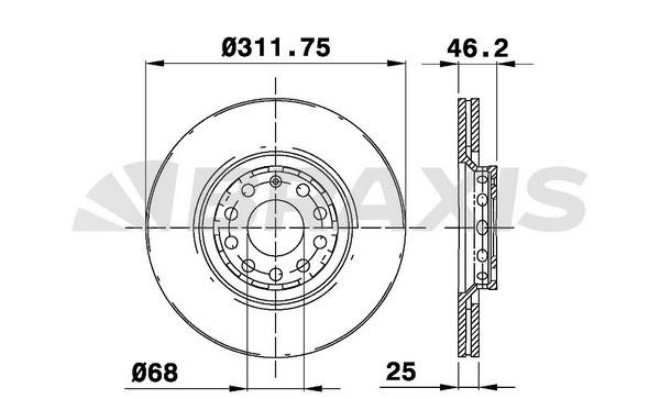 Braxis AE0077 Front brake disc ventilated AE0077