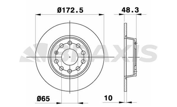 Braxis AE0071 Rear brake disc, non-ventilated AE0071