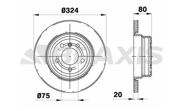 Braxis AD1093 Rear ventilated brake disc AD1093