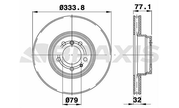 Braxis AD1066 Front brake disc ventilated AD1066
