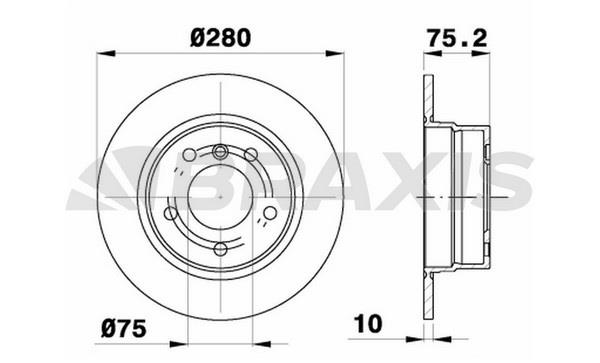 Braxis AD1041 Rear brake disc, non-ventilated AD1041