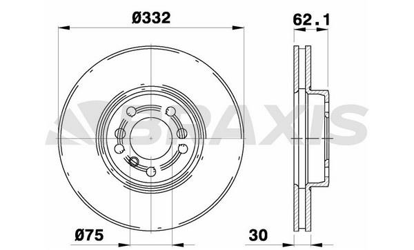 Braxis AD0295 Front brake disc ventilated AD0295