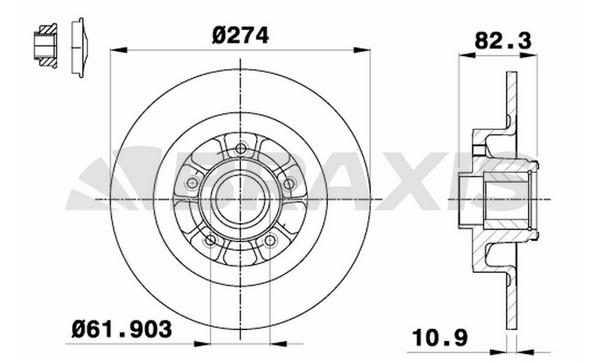 Braxis AD0232 Rear brake disc, non-ventilated AD0232