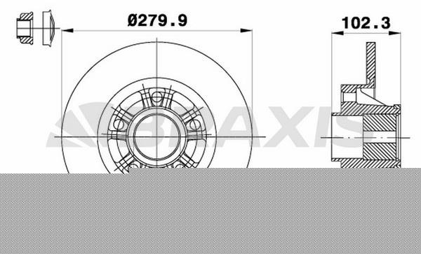 Braxis AD0107 Rear brake disc, non-ventilated AD0107