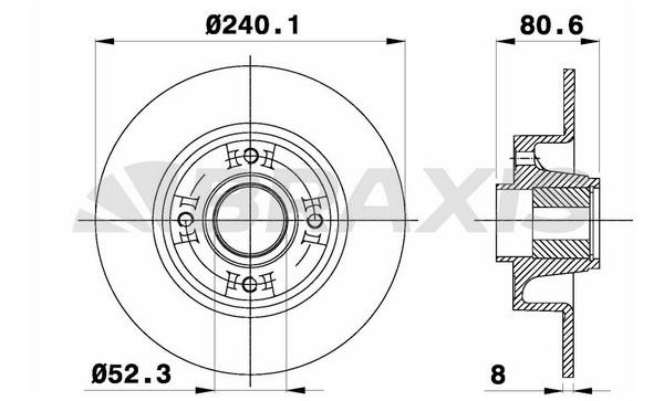 Braxis AD0032 Rear brake disc, non-ventilated AD0032