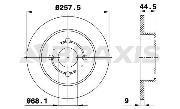 Braxis AD0001 Rear brake disc, non-ventilated AD0001