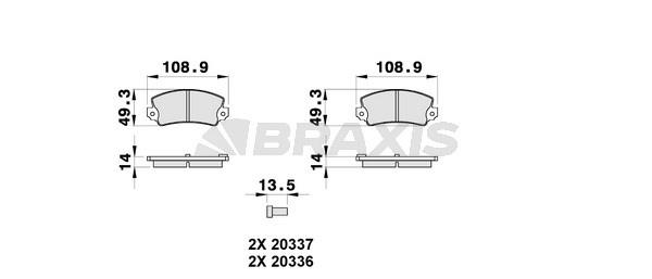 Braxis AB0314 Brake Pad Set, disc brake AB0314
