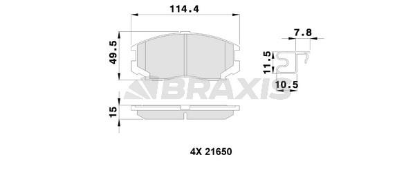 Braxis AB0250 Brake Pad Set, disc brake AB0250