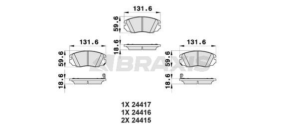 Braxis AB0167 Brake Pad Set, disc brake AB0167