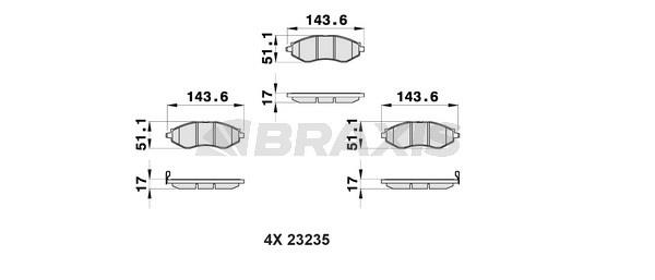 Braxis AB0158 Brake Pad Set, disc brake AB0158