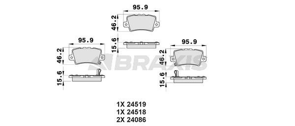 Braxis AB0155 Brake Pad Set, disc brake AB0155